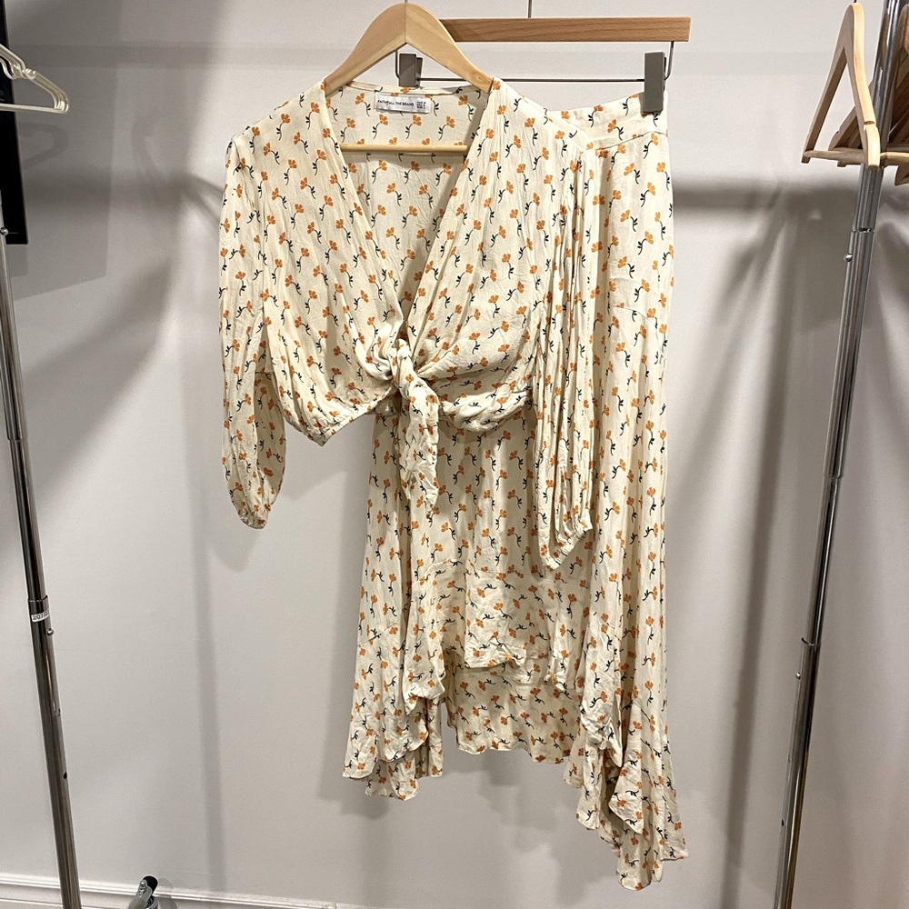 Faithfull The Brand, size 8, floral wrap top and skirt set